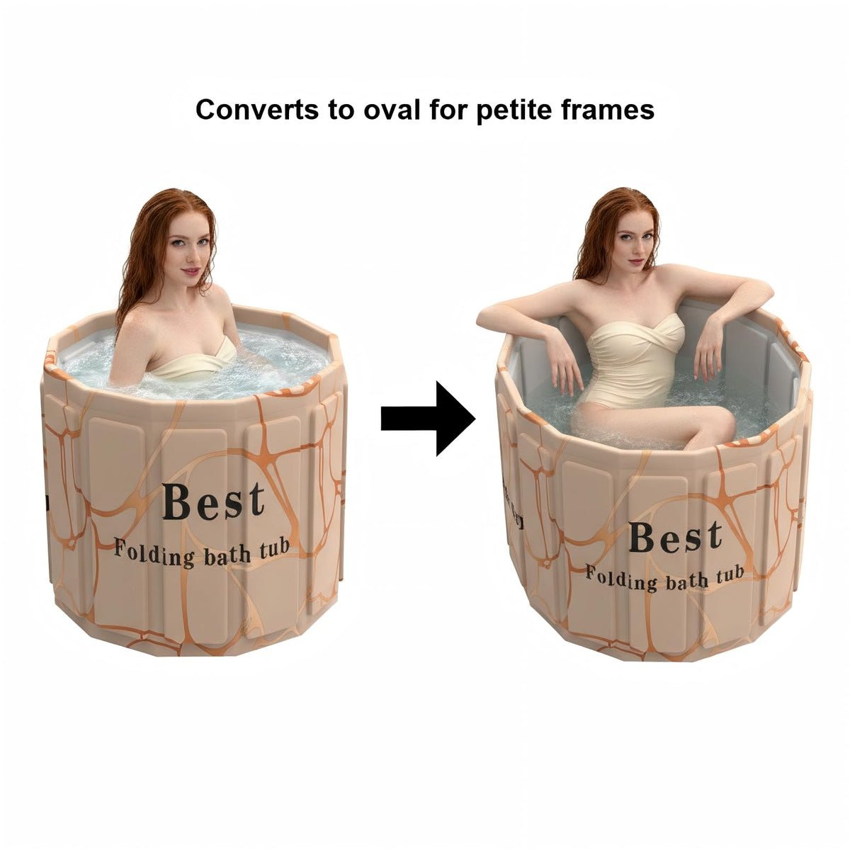 Portable Bathtub for Adult, Foldable Soaking Bathtub for Hot SPA&Ice Bath, Foldable Small Bathtub collapsible bathtub for Bathing, 6-layer Insulated portable tub,Space-Saving (black 41.3X26.6 IN)
