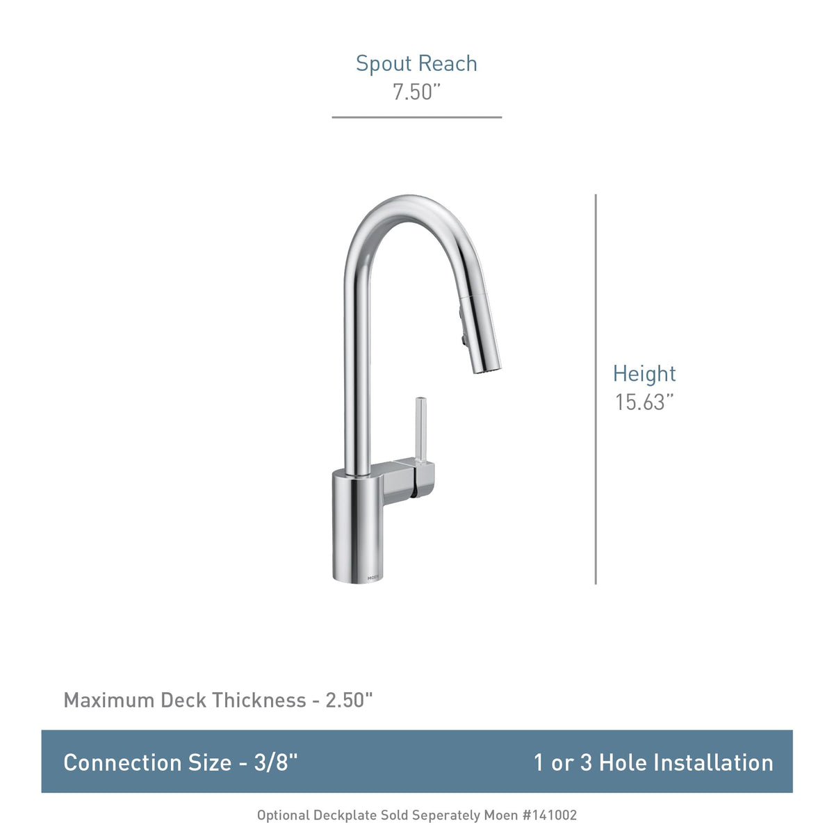 Moen Align Spot Resist Stainless Pulldown Kitchen Faucet, Single Hole, Modern Spring Style with Pre-Rinse and Power Boost Pull Down Sprayer, Easy Installation, 5923SRS