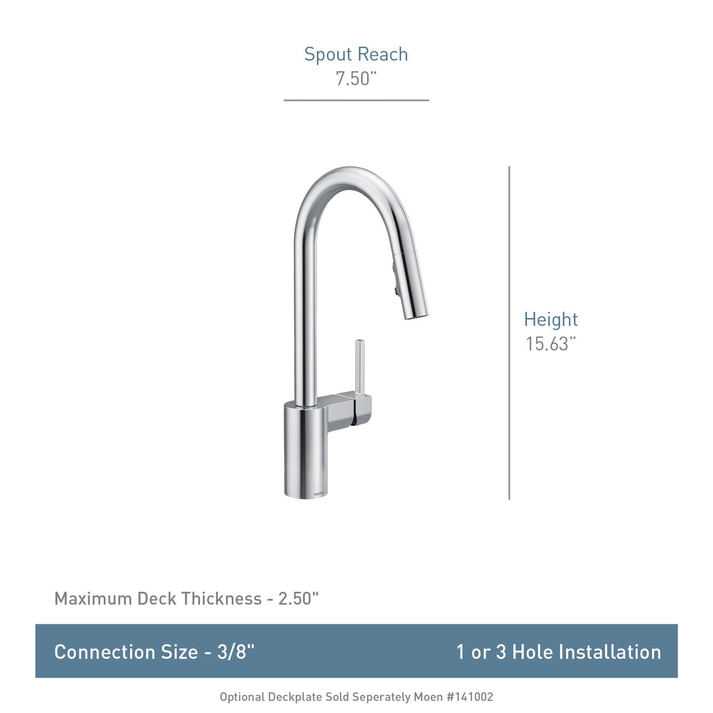 Moen Align Spot Resist Stainless Pulldown Kitchen Faucet, Single Hole, Modern Spring Style with Pre-Rinse and Power Boost Pull Down Sprayer, Easy Installation, 5923SRS