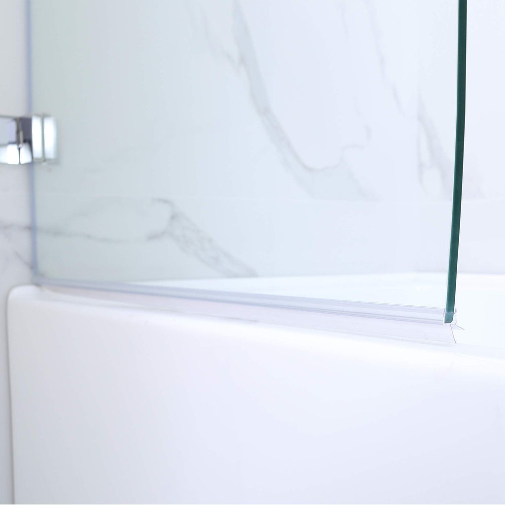 Woodbridge Frameless Hinged Bathtub Shower, 5/16" Tempered Panel, 48" W x 58" H Tub Glass Door in Matte Black Finish, Include Support Bar