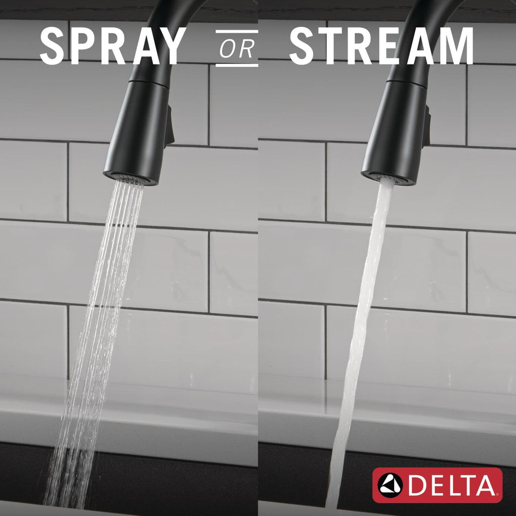 Delta Essa Brushed Nickel Kitchen Faucet with Pull Down Sprayer, Modern Single Hole Kitchen Sink Faucet, Single Handle, Arctic Stainless 9113-AR-DST