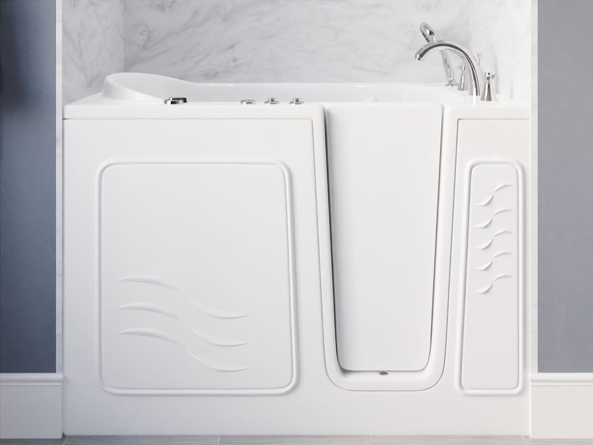 ANZZI Walk In Tub, 30 X 53 In, Left Drain, Air & Whirlpool Jets, 110v