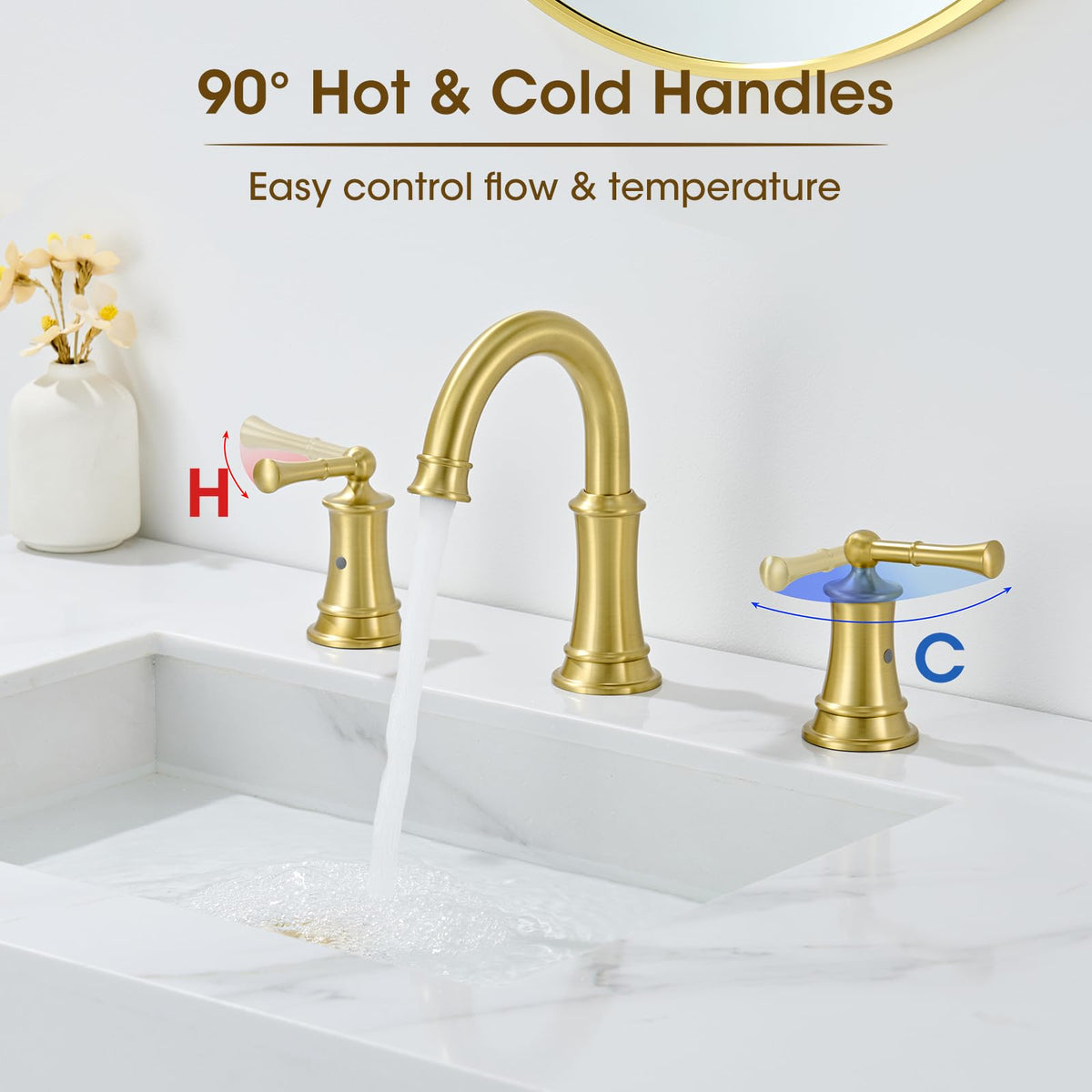 Gold Bathroom Faucet,Bathroom Faucet 3 Hole,Bathroom Sink Faucet