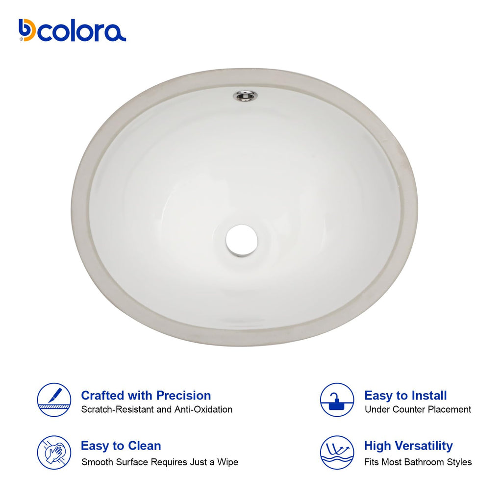 Undermount Bathroom Sink Oval - Dcolora 18"x15" White Porcelain Ceramic Oval Vessel Sink Under Counter Lavatory Vanity Bath Sink Bowl Basin With Overflow