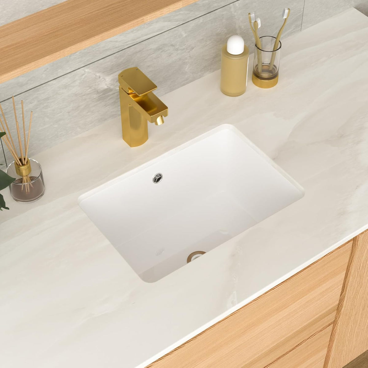 17 Inch Undermount Bathroom Sink Rectangle White