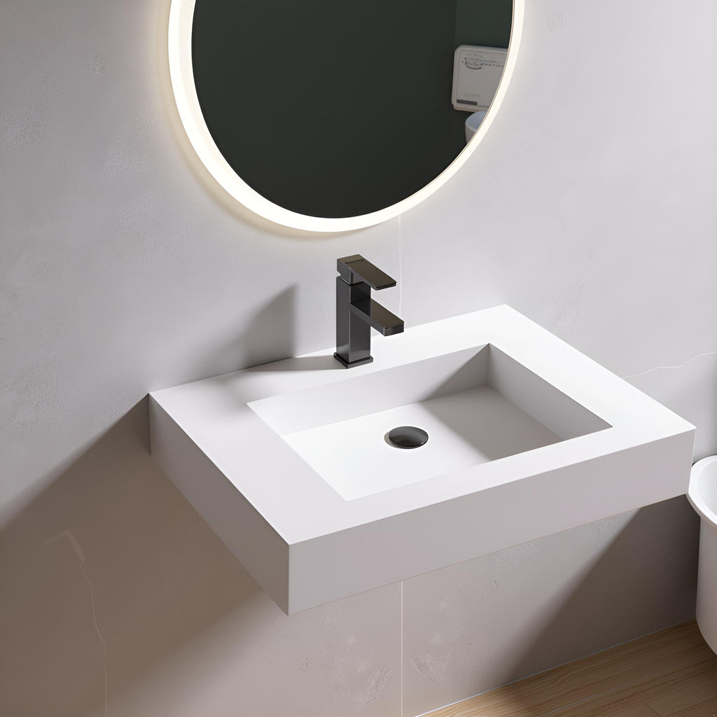 47" Wall Mount Sink, Artificial Stone Bathroom Sink, Single Hole
