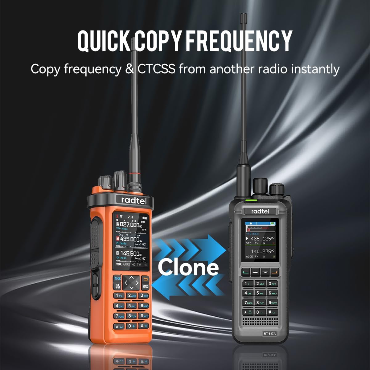 Radtel RT-950 PRO Ham Radio GPS/APRS, 10W Walkie Talkie Long Range Handheld Two Way Radio, SW/MW/LW RX, Bluetooth APP Programming, NOAA, Spectrum Analyzer,Orange(with Programming Cable)