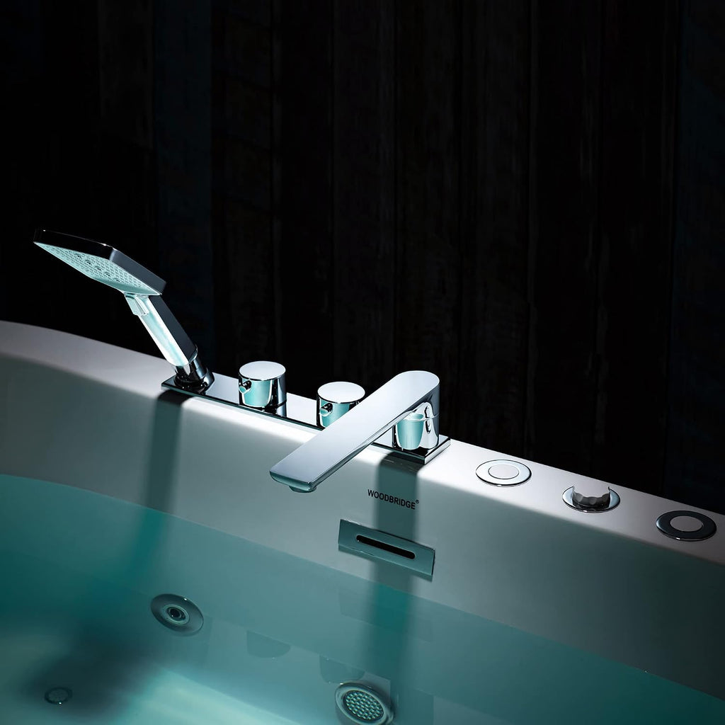 WOODBRIDGE 66-1/2" Ã 31-7/8" Whirlpool & Air, Heated Bathtub with Faucet