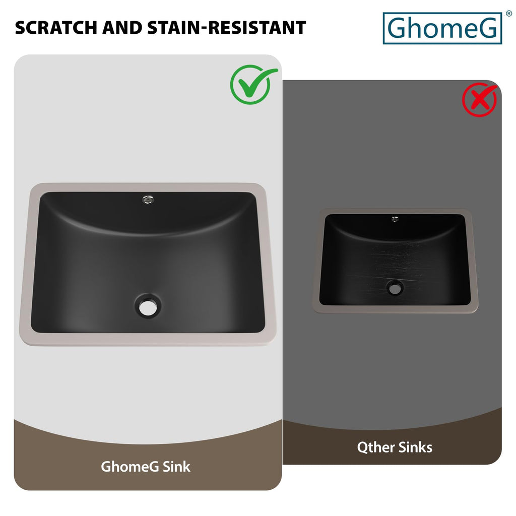 17 Inch Undermount Bathroom Sink Rectangle White