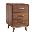 "Moderne Houten Nachtkast met Drie Lades en Minimalistisch Design"