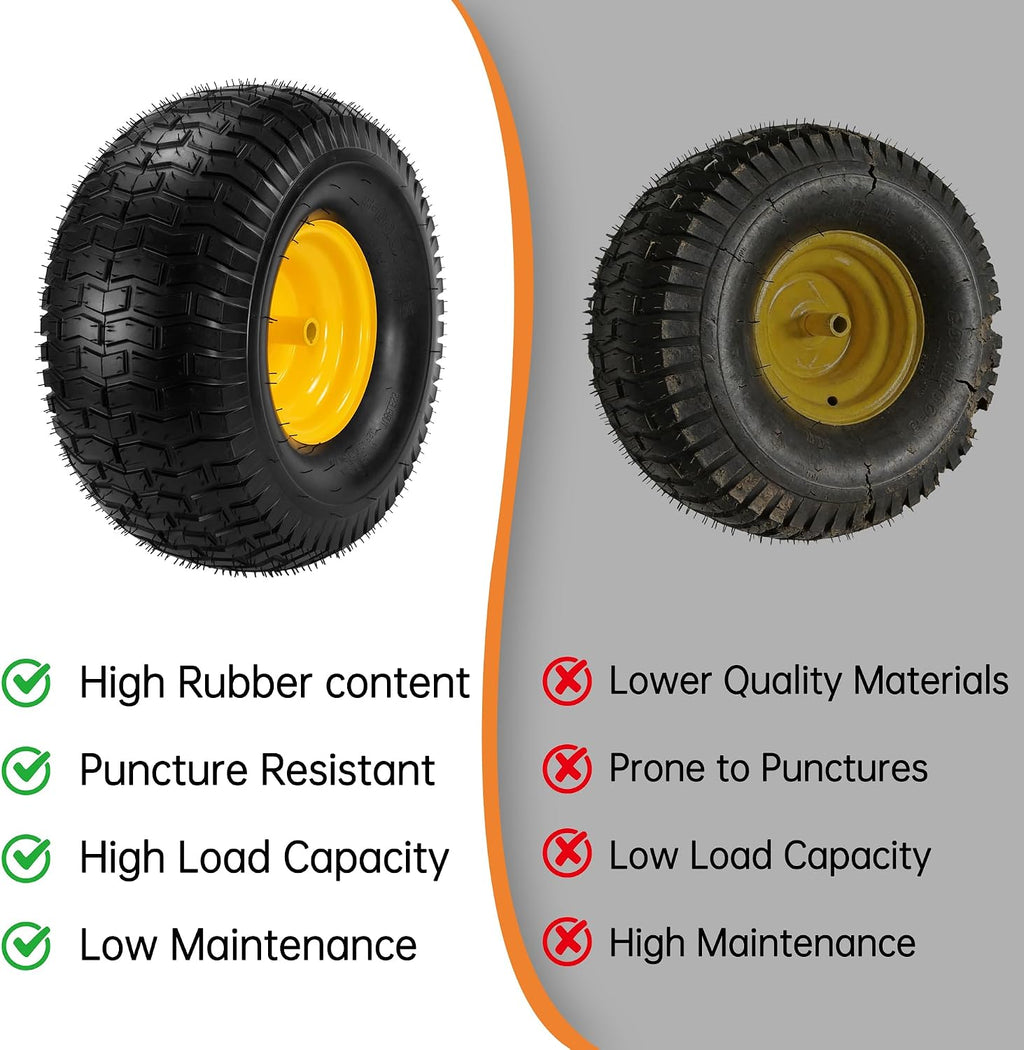 2-Pack 20x10.00-8 Tubeless Lawn Mower Rear Tire and Wheel Assembly, 4-Ply.