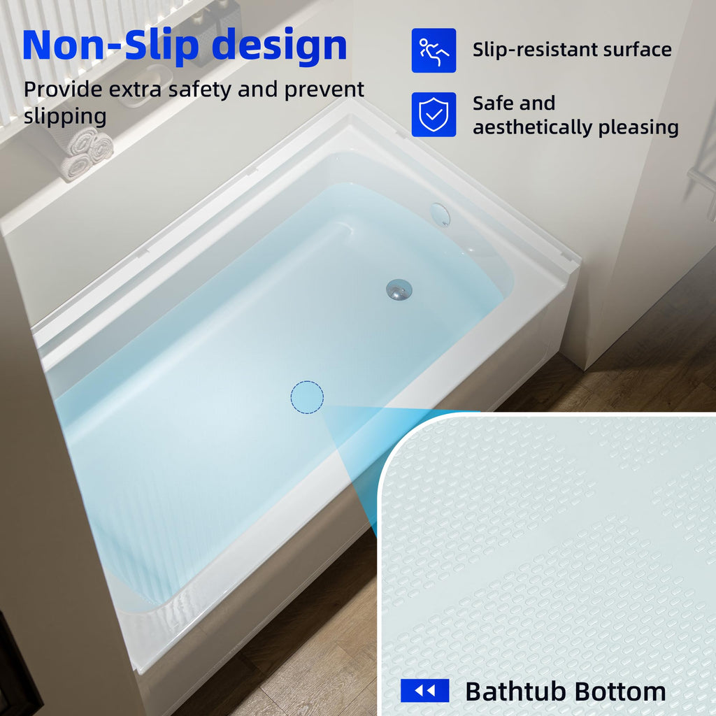 WOODBRIDGE 60â x 32â Alcove Soaking Bathtub in white with Right-Hand Drain Hole â Tub Only (No Wall Panels)