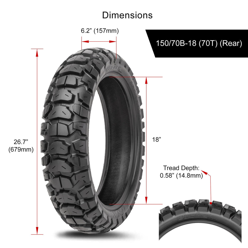 Tusk 2Track Adventure Motorcycle Tire Set ¨C 90/90-21 Front & 130/80-17 Rear ¨C Dual-Sport Off-Road Tires