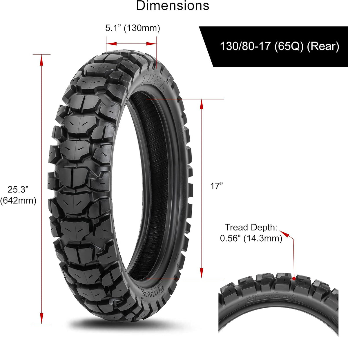 Tusk 2Track Adventure Motorcycle Tire Set ¨C 90/90-21 Front & 130/80-17 Rear ¨C Dual-Sport Off-Road Tires
