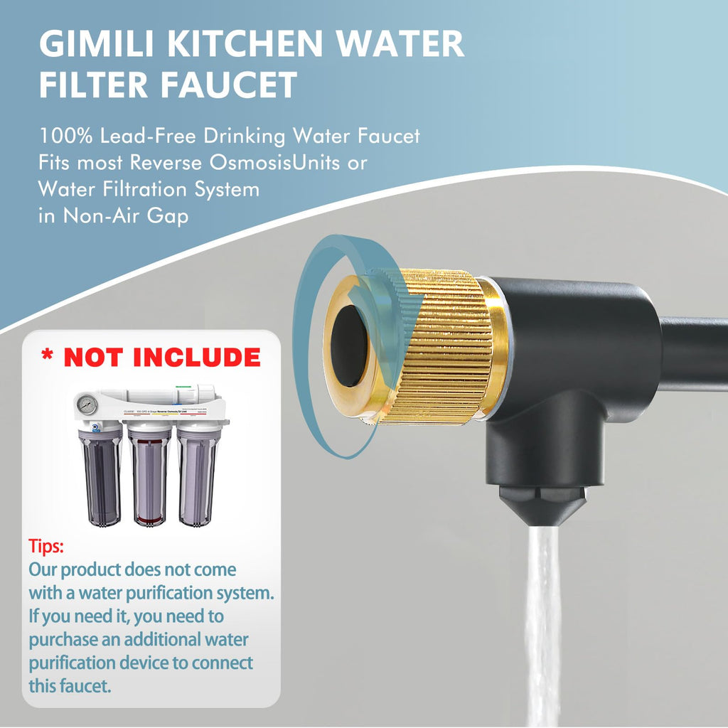 GIMILI Filter Kitchen Faucet Drinking Water Faucet 3 in 1 Brushed Nickel