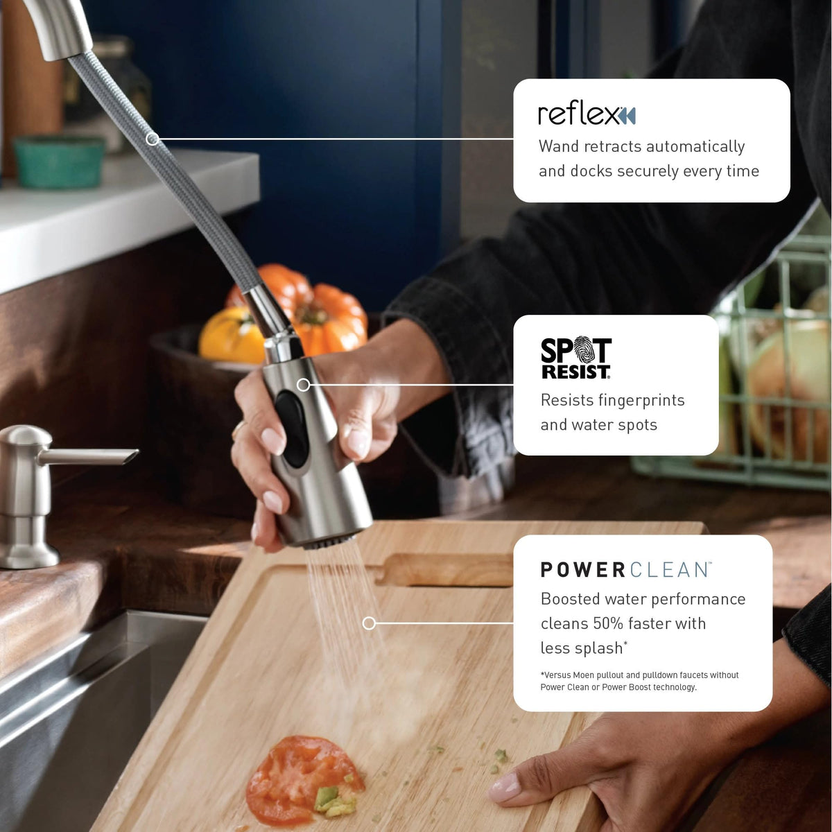 Moen Align Spot Resist Stainless Pulldown Kitchen Faucet, Single Hole, Modern Spring Style with Pre-Rinse and Power Boost Pull Down Sprayer, Easy Installation, 5923SRS