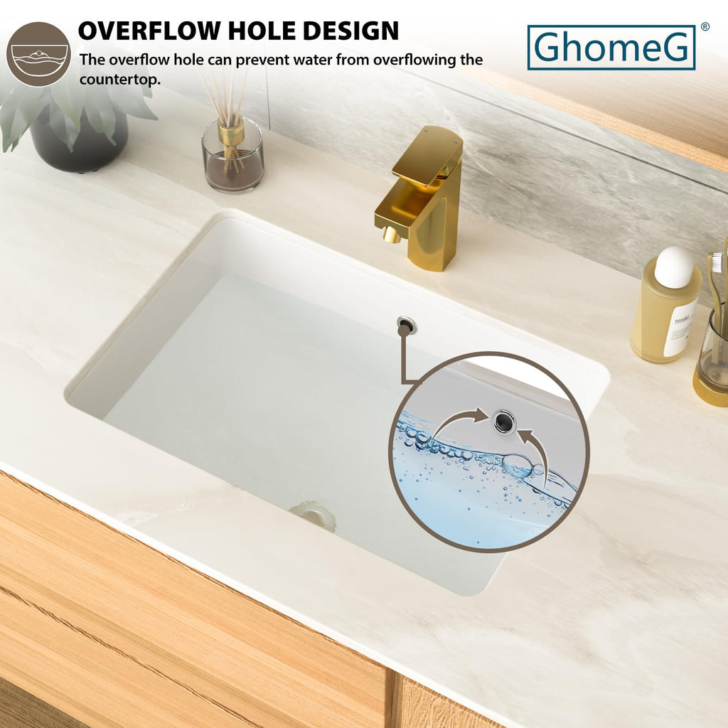 17 Inch Undermount Bathroom Sink Rectangle White