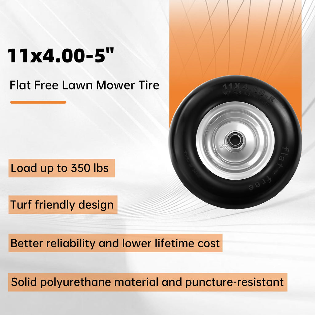 2-Pack 20x10.00-8 Tubeless Lawn Mower Rear Tire and Wheel Assembly, 4-Ply.