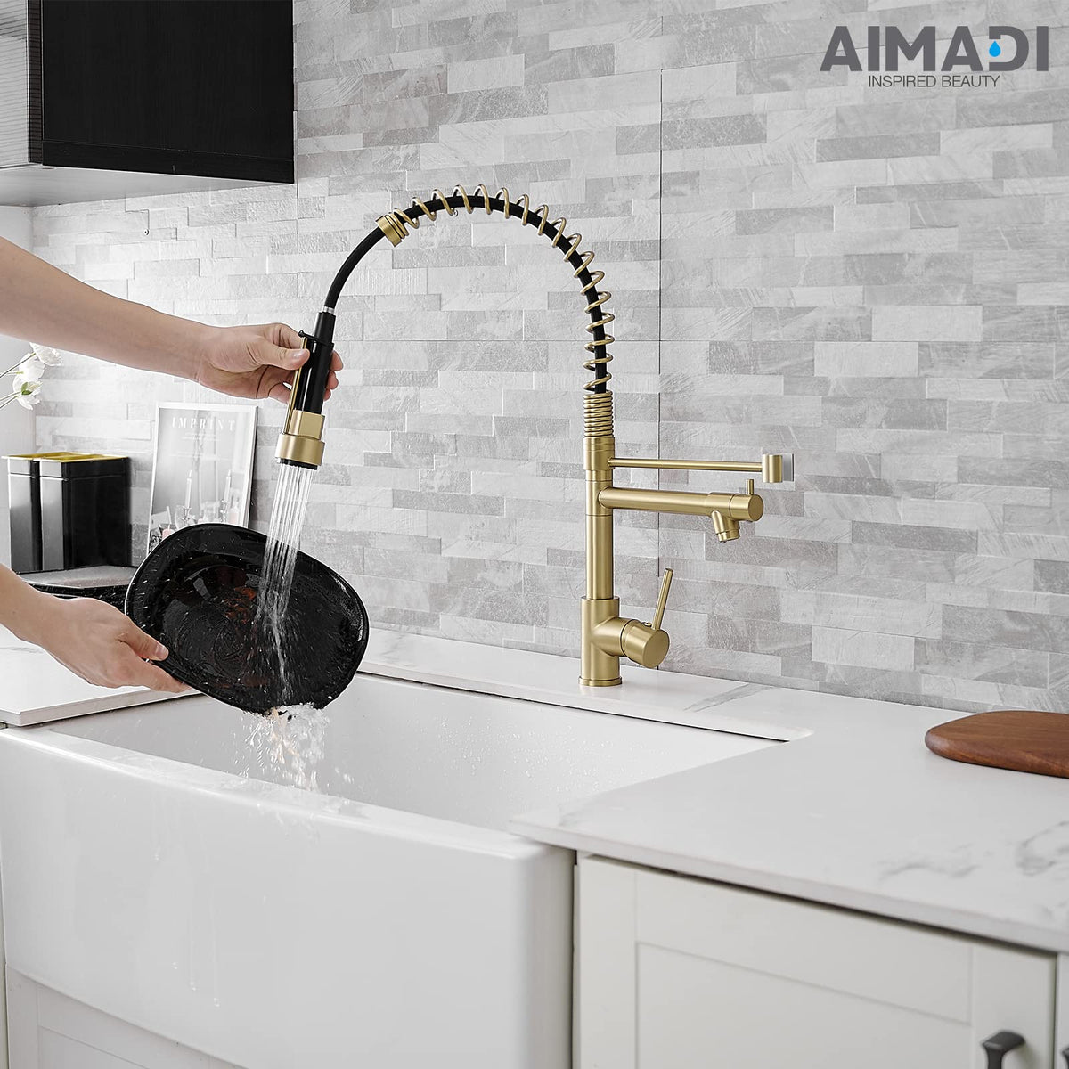 AIMADI Contemporary Kitchen Sink Faucet,Brushed Nickel Stainless Steel