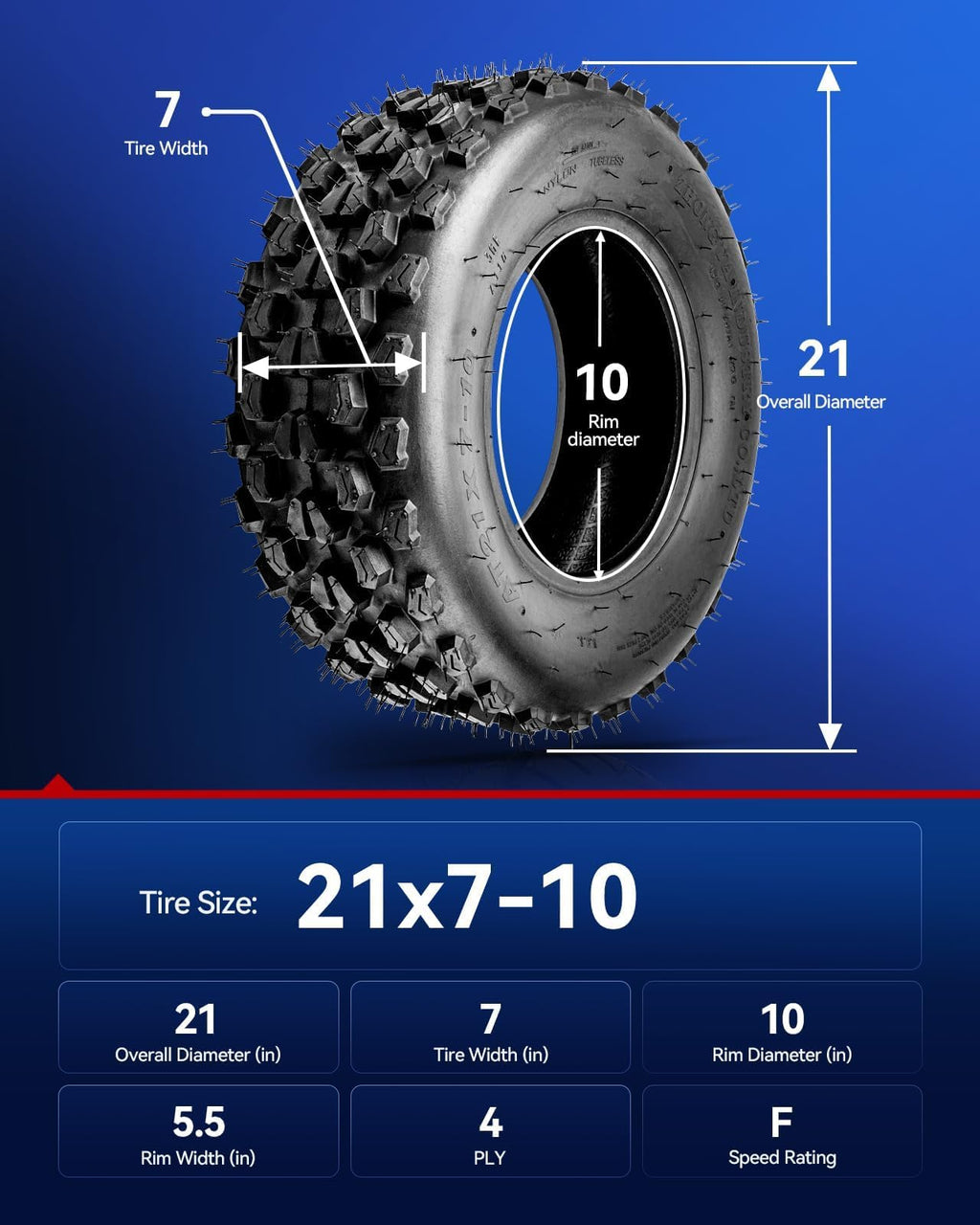KAX Lawn Mower Golf Cart Turf Tires 23x10.5-12, ATV UTV Tire, 6PR, Set 1