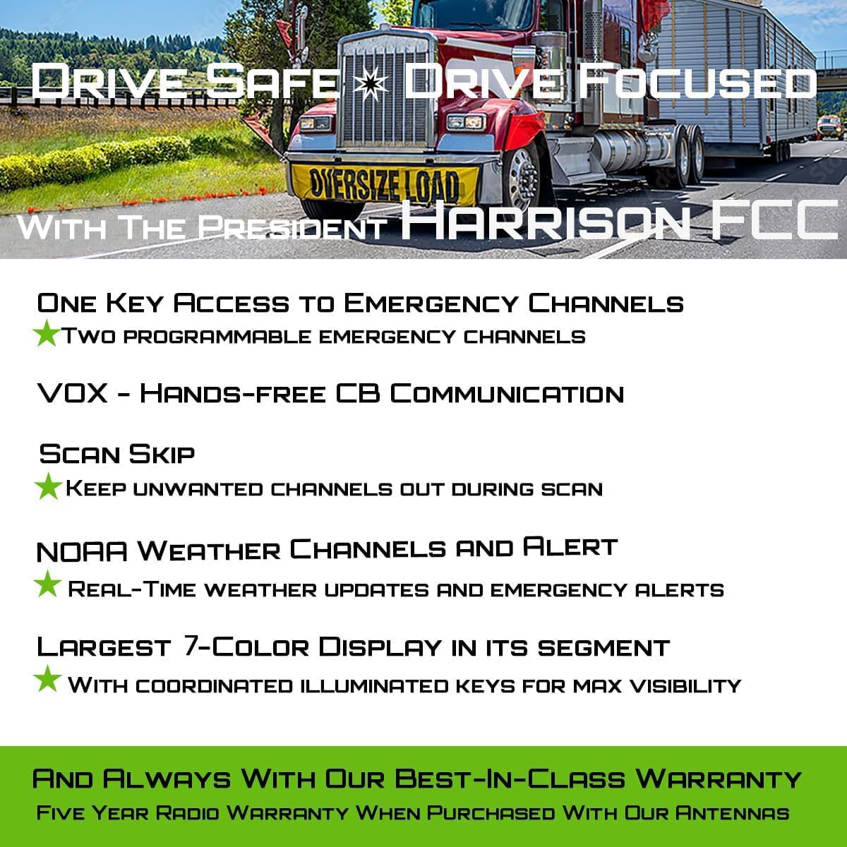 President Harrison FCC AM/FM Mobile CB Radio with CTCSS/DCS