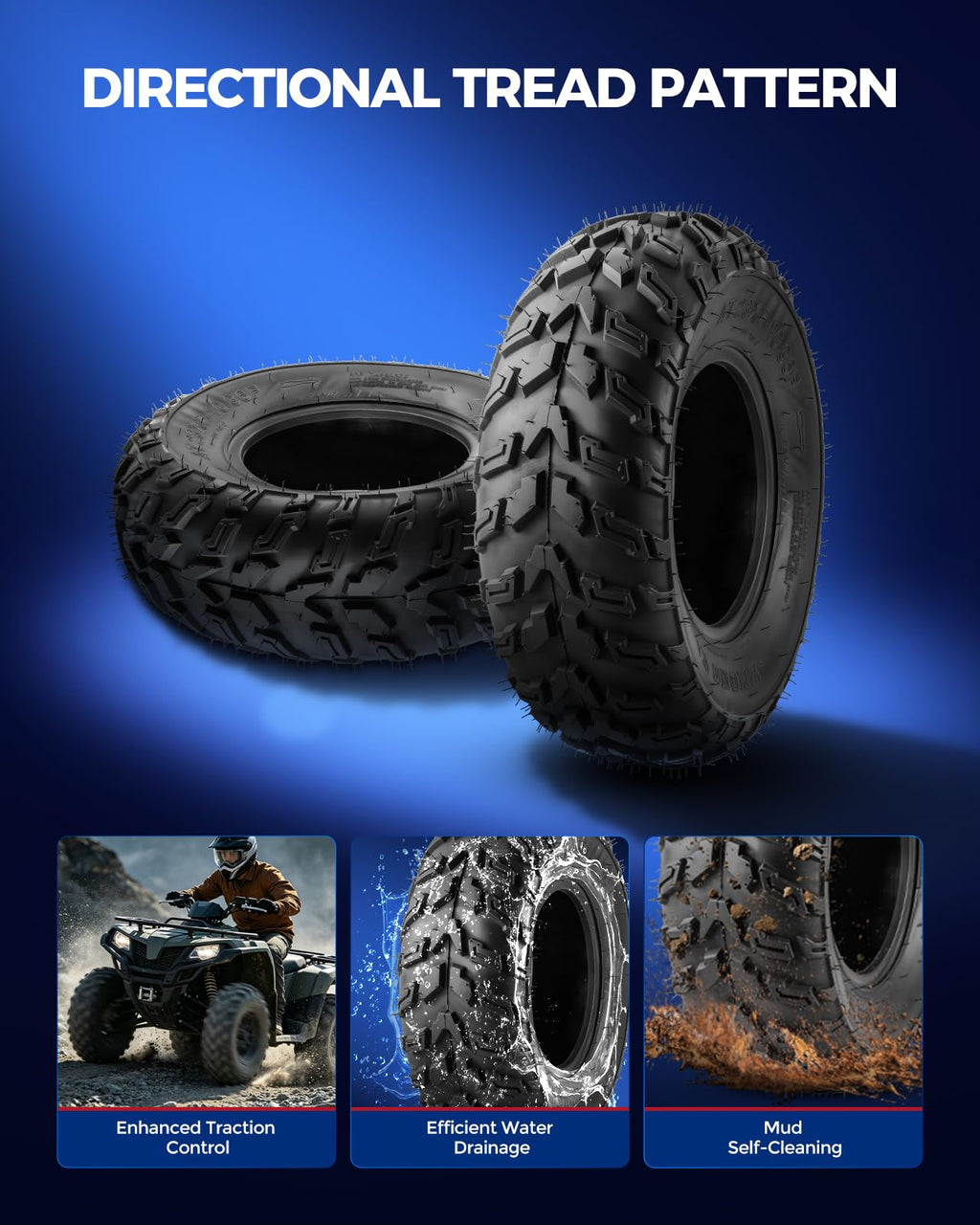 KAX Lawn Mower Golf Cart Turf Tires 23x10.5-12, ATV UTV Tire, 6PR, Set 1