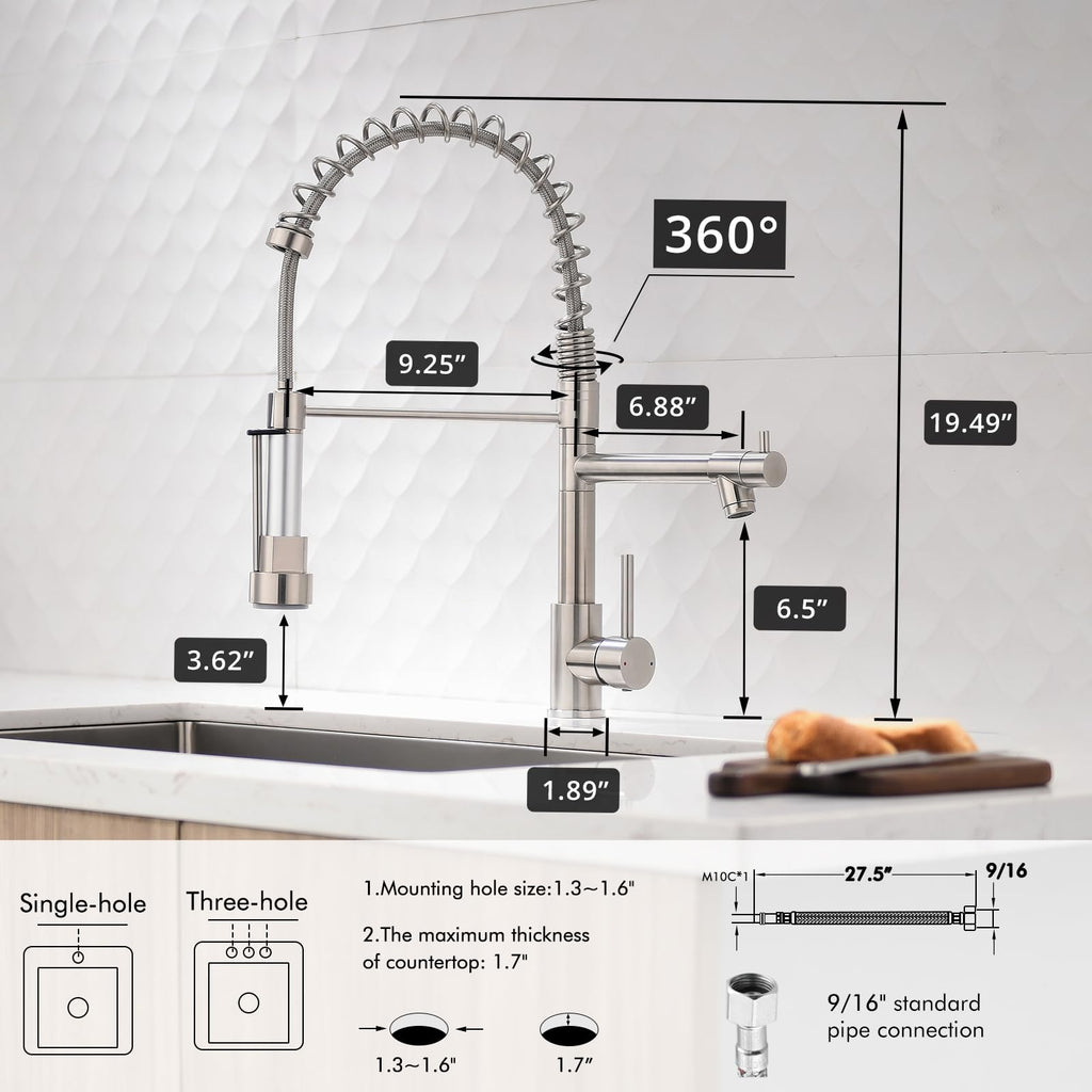 AIMADI Contemporary Kitchen Sink Faucet,Brushed Nickel Stainless Steel