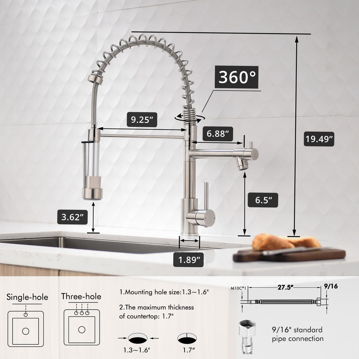 AIMADI Contemporary Kitchen Sink Faucet,Brushed Nickel Stainless Steel