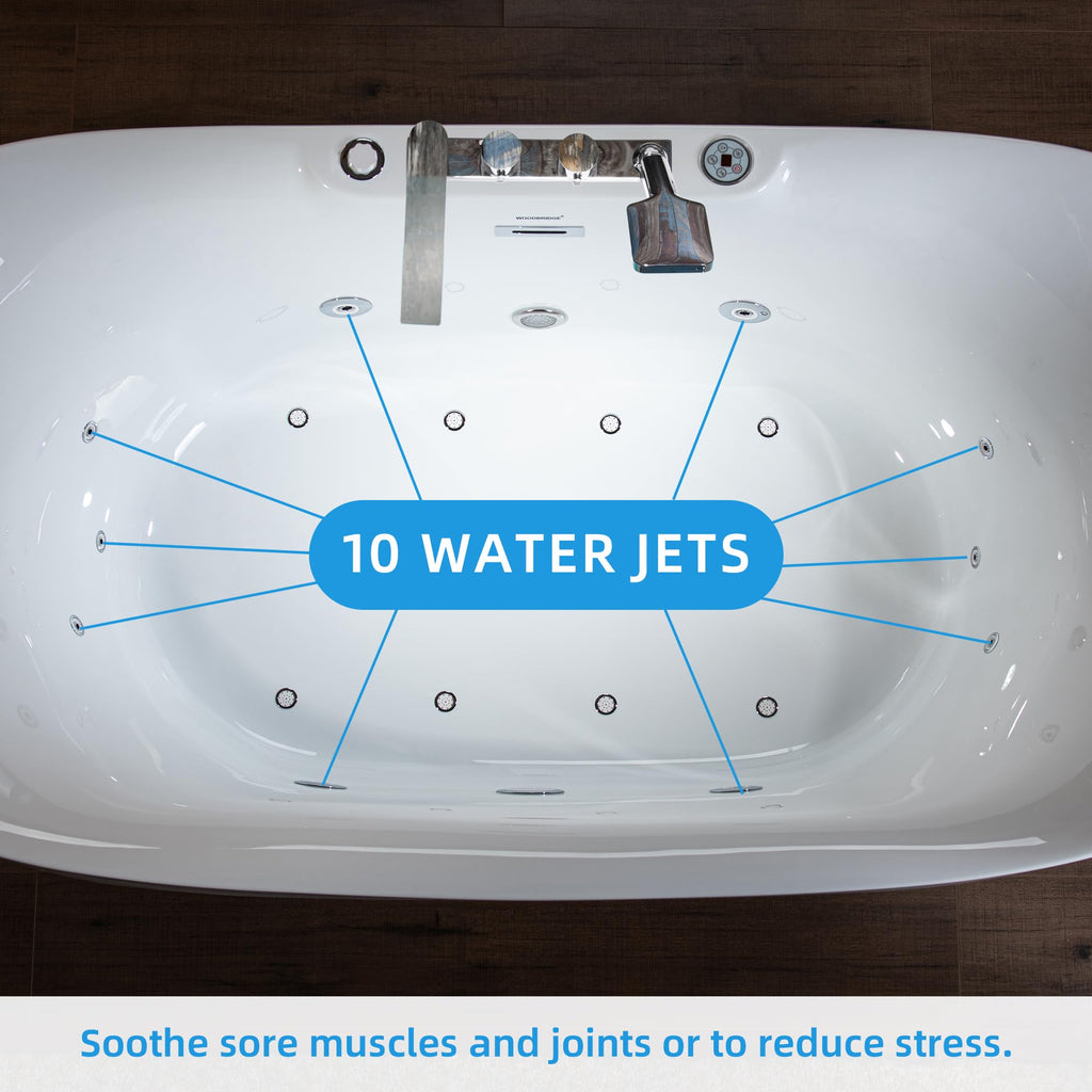 WOODBRIDGE 72"Ã35-3/8" Double Slipper Whirlpool&Air, Heated Soaking Bathtub