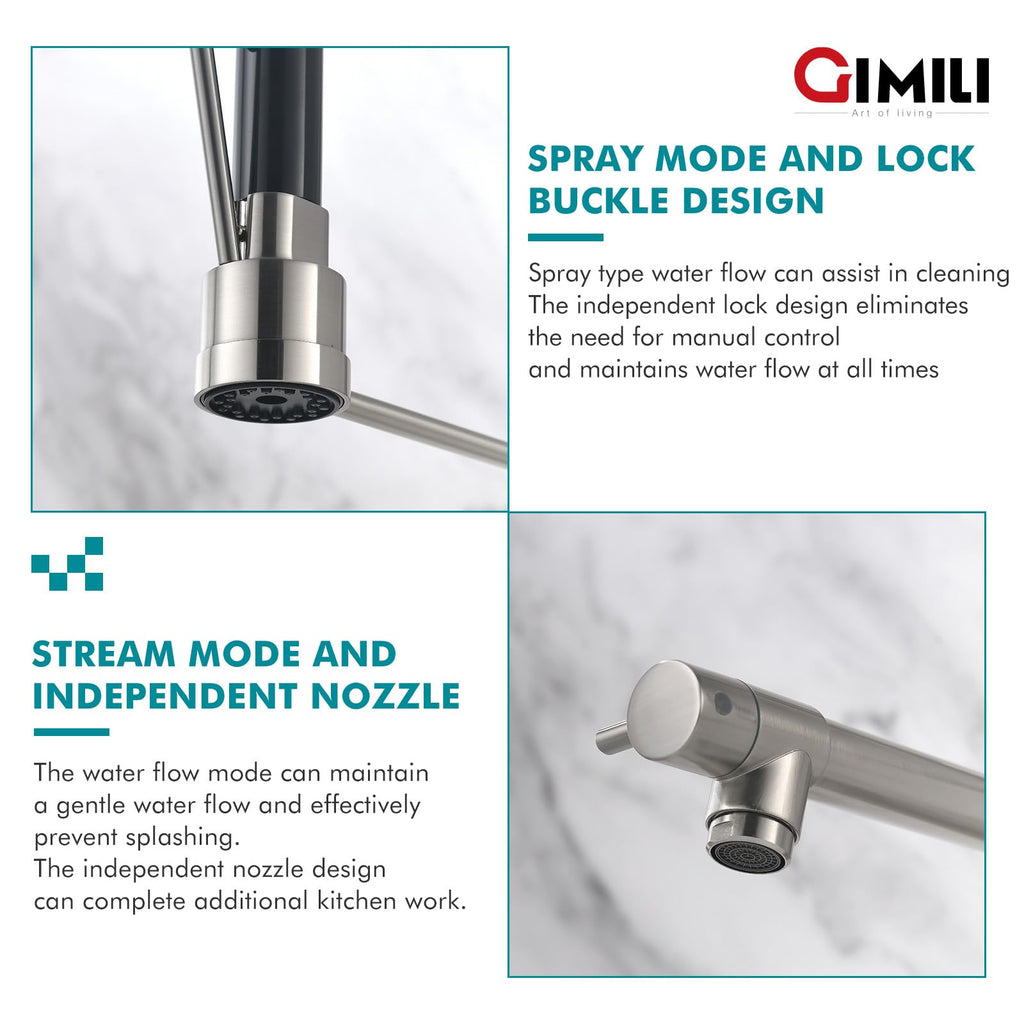 GIMILI Filter Kitchen Faucet Drinking Water Faucet 3 in 1 Brushed Nickel
