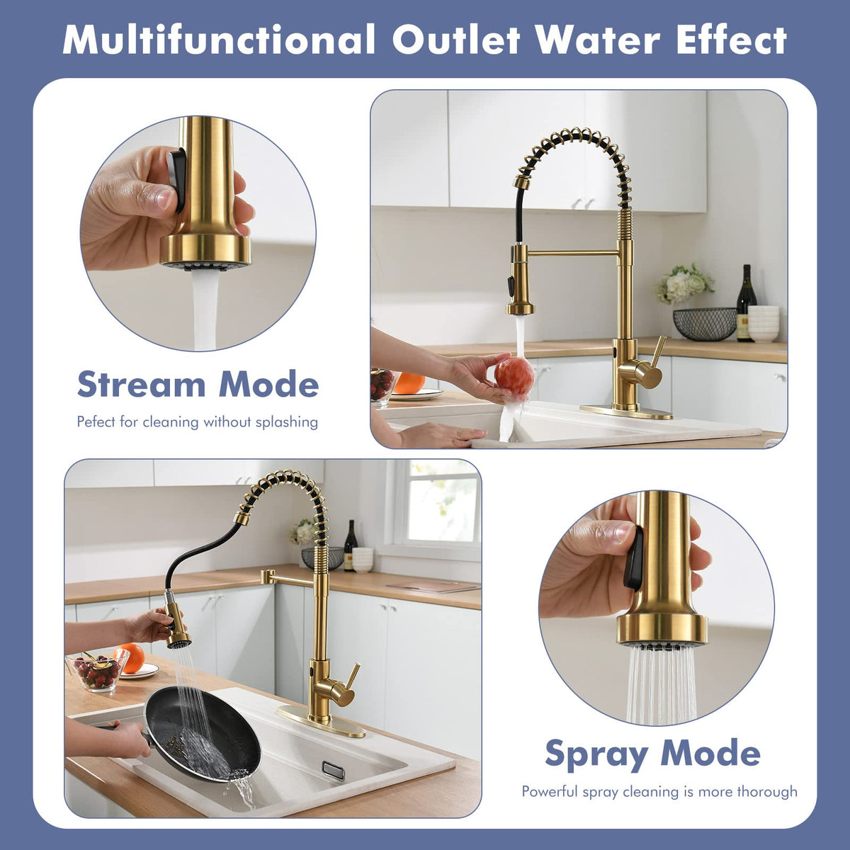 GIMILI Matte Black Touchless Kitchen Faucet with Spring Pull Down Sprayer