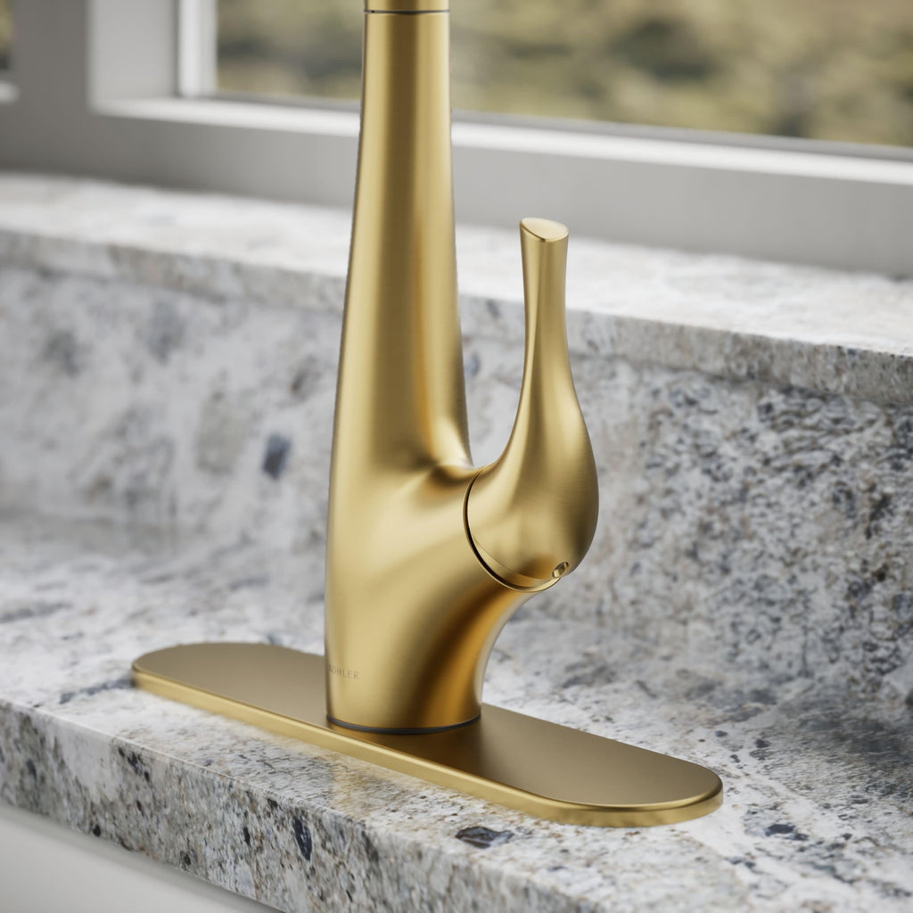 KOHLER R43210-VS Bevinâ¢ Kitchen Sink Faucet with Pull Down Sprayer, Two-Function Sprayhead Kitchen Faucets, 1.5 GPM, Vibrant Stainless