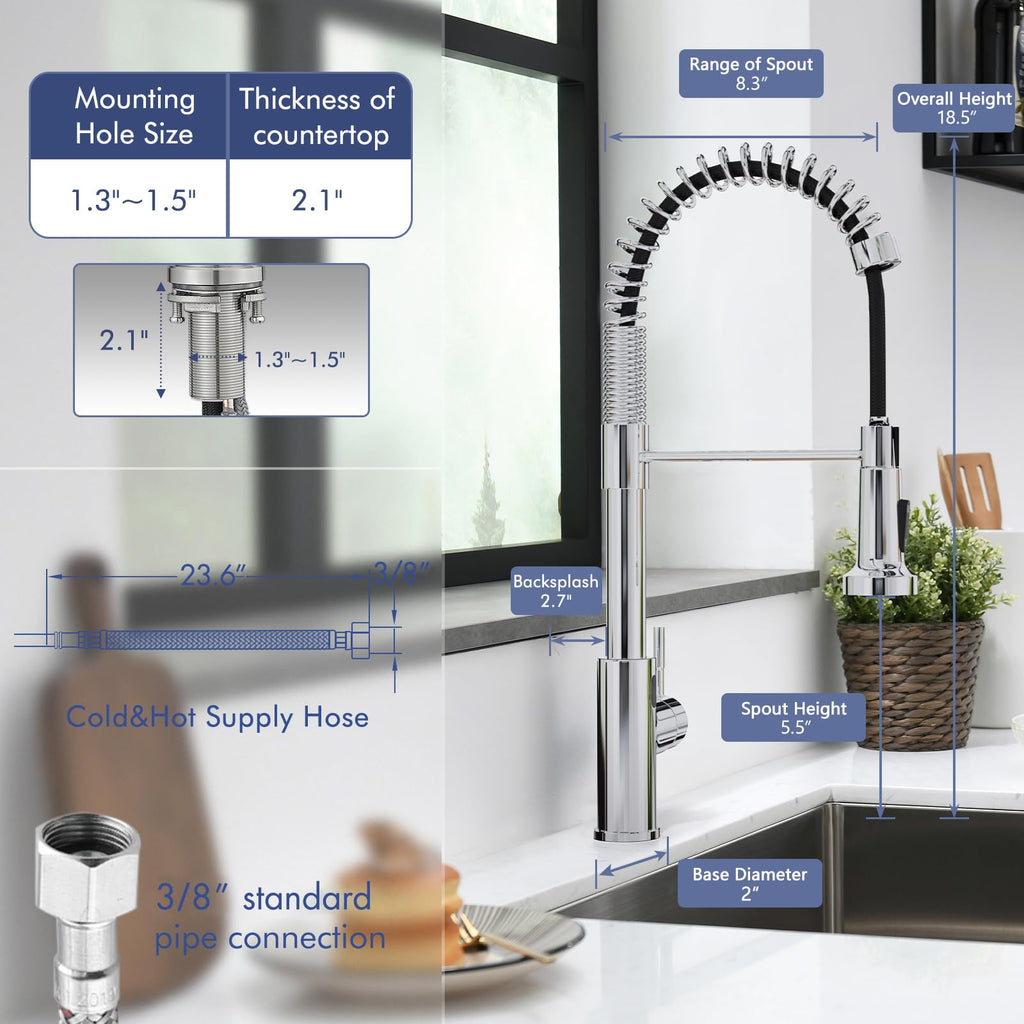 GIMILI Matte Black Touchless Kitchen Faucet with Spring Pull Down Sprayer