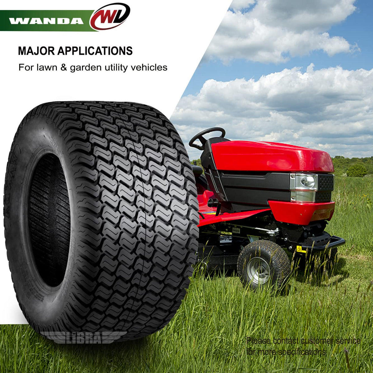 WANDA 4PC Lawn Mower Turf Tires 15x6-6 Front & 20x10-8 Rear 4PR-13016/13040