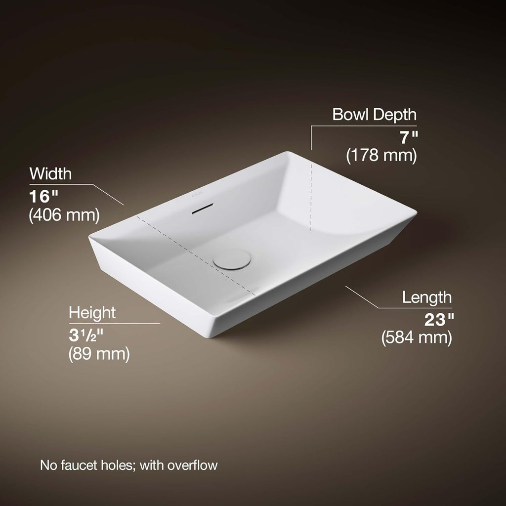 KOHLER Brazn Rectangle Vessel Bathroom Sink