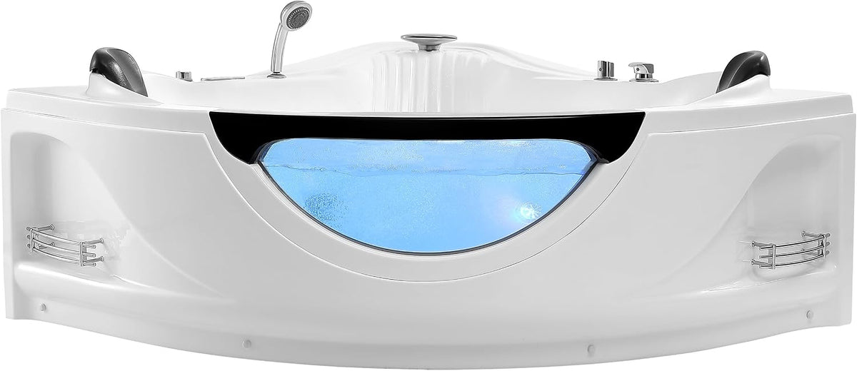 Empava 59" Corner Jetted Bathtub - 2 Person Whirlpool Tub with Heater