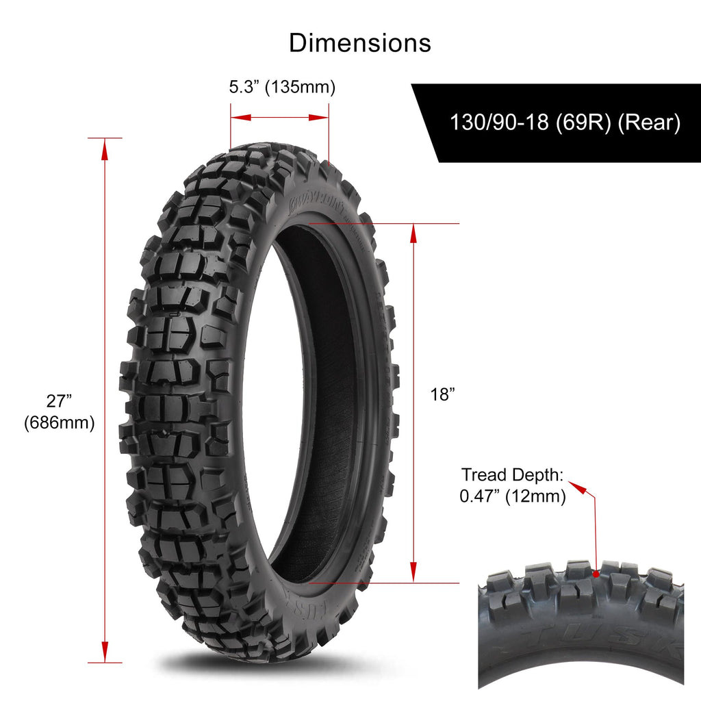 Tusk Waypoint Adventure Motorcycle Tire Set ¨C 90/90-21 Front & 130/90-17 Rear (68R) Tube Type