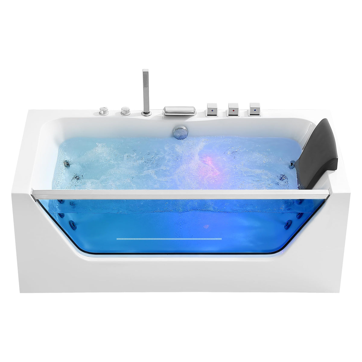 Empava 59" Corner Jetted Bathtub - 2 Person Whirlpool Tub with Heater