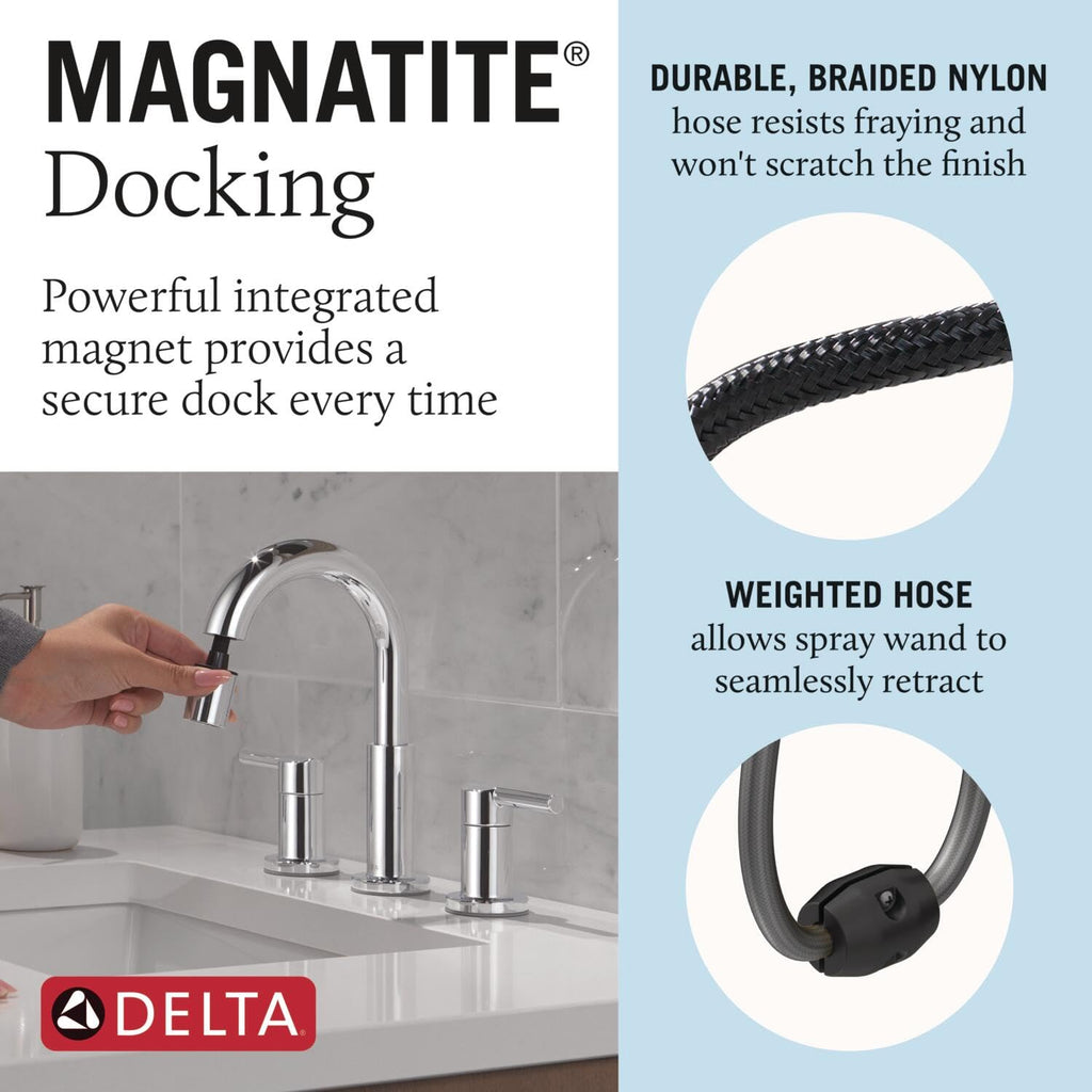 Delta Nicoli Brushed Gold Faucet 3 Hole, 8 Inch Widespread Bathroom Sink Faucet for Vanity, Push-Pop Drain Assembly, Champagne Bronze 35749LF-CZ