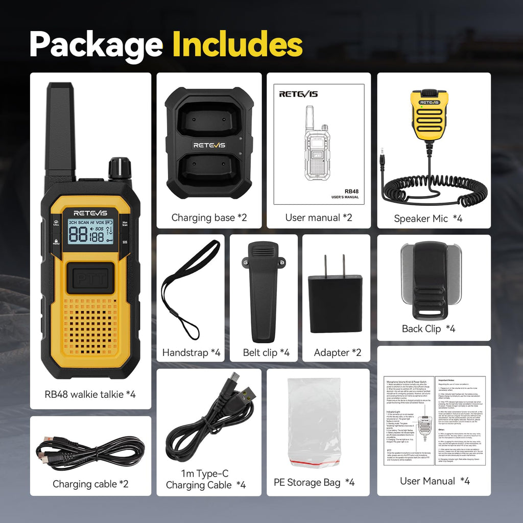Retevis RB48 Military-Standard & IP67 Waterproof Walkie Talkies Long Range