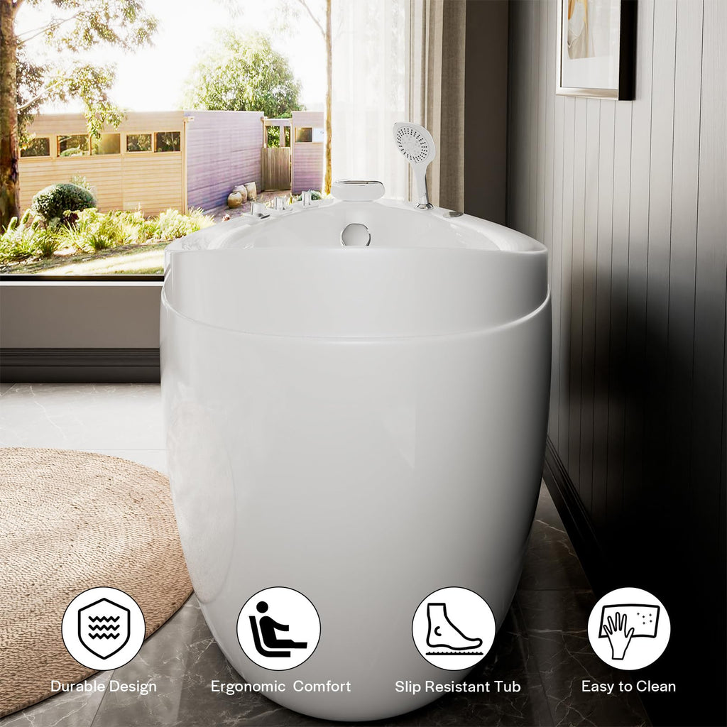 Empava 59 Inch Freestanding Bathtub - Modern Stand Alone Soaking Tubs