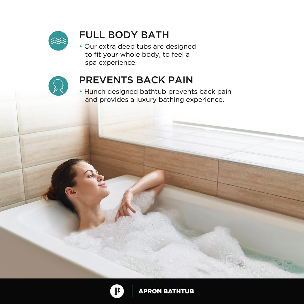 Fine Fixtures Acrylic, Fiberglass Alcove Soaking Bathtub with Integral Apron Front in Glossy White - Right Hand Drain, 72" x 32"