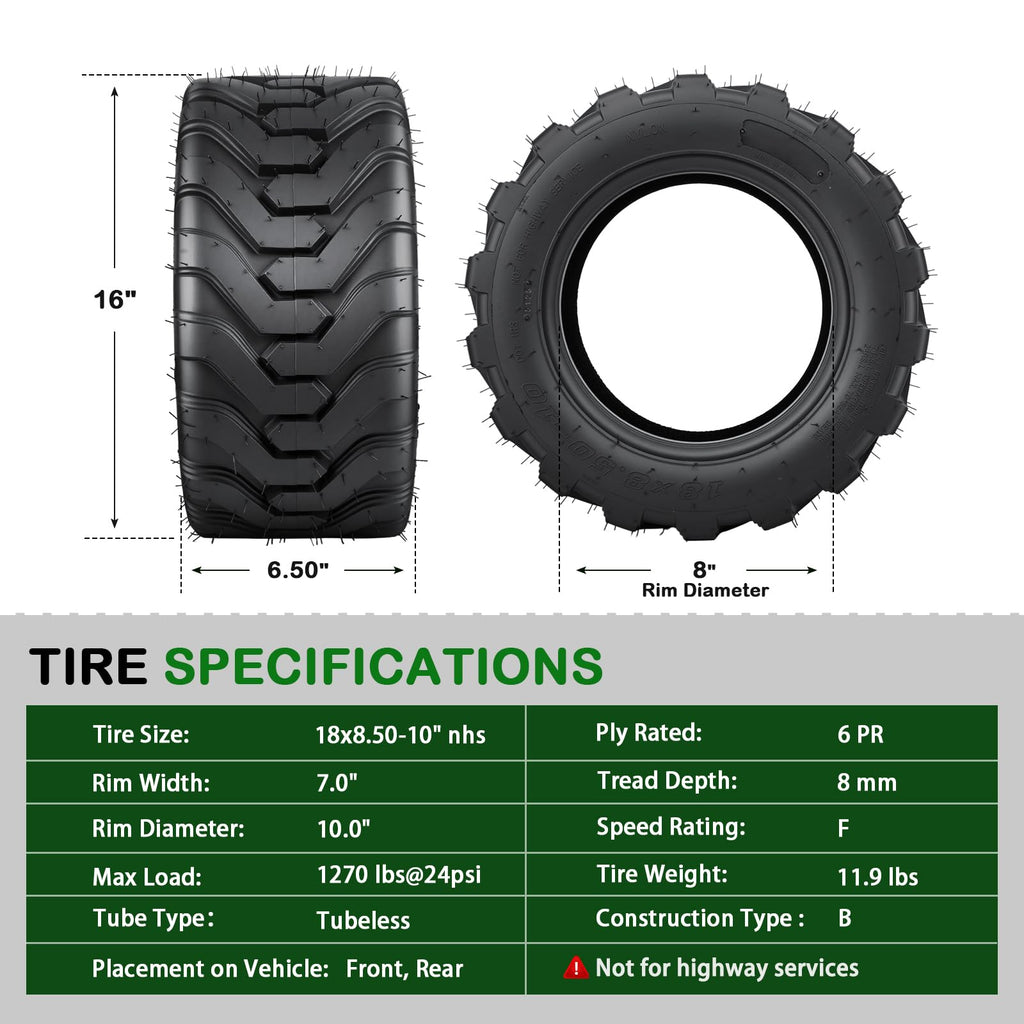 TRIPOWER 24x9.50-12 Lawn Mower Tire, 1 Pack Single Replacement Tire, 4PR Tubeless Turf Tire for Riding Mowers and Garden Tractors, Tire Only, Rim Not Included