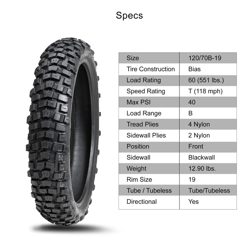 Tusk 2Track Adventure Motorcycle Tire Set ¨C 90/90-21 Front & 130/80-17 Rear ¨C Dual-Sport Off-Road Tires