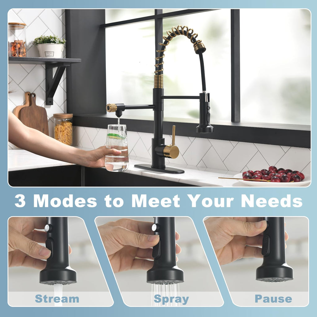 GIMILI Filter Kitchen Faucet Drinking Water Faucet 3 in 1 Brushed Nickel