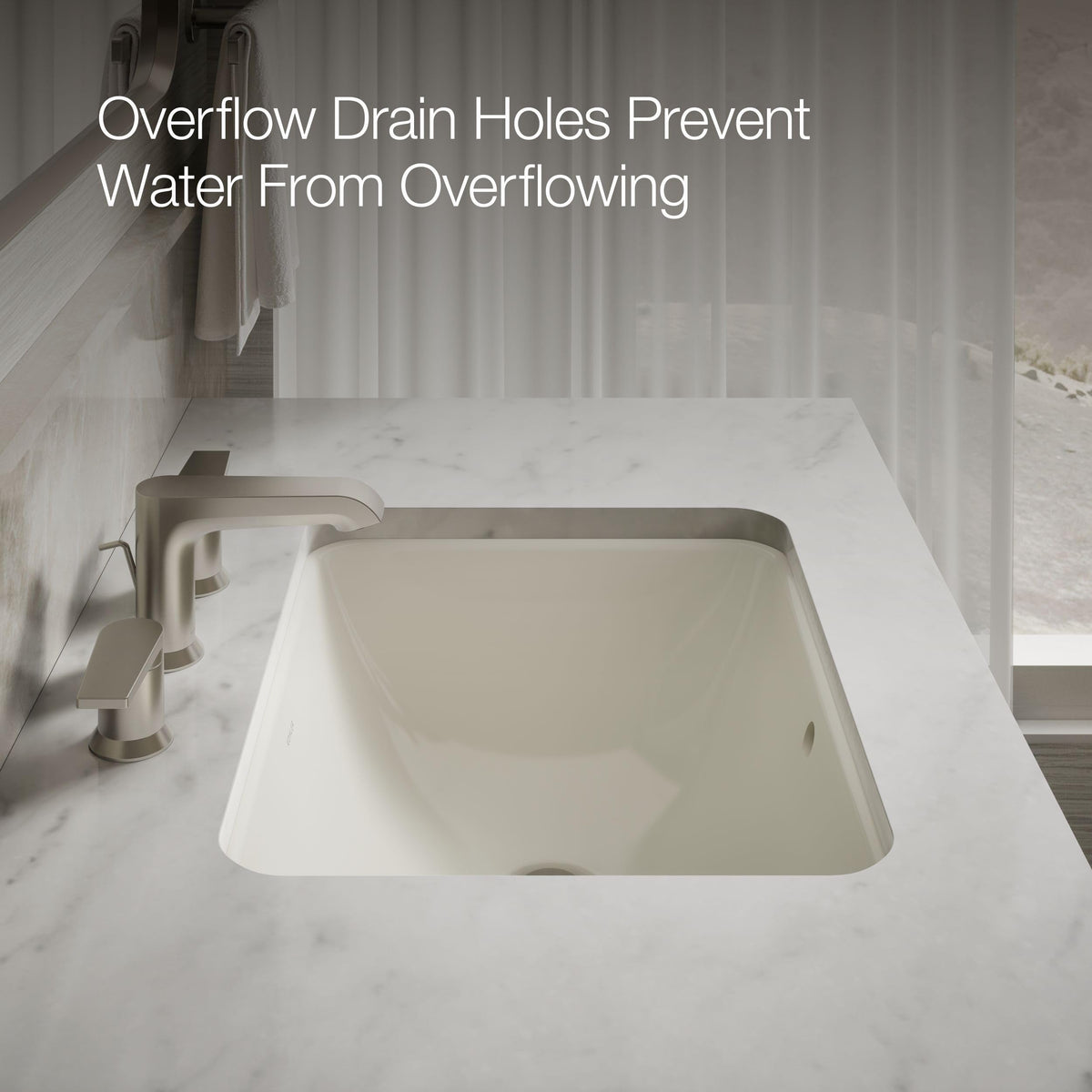 KOHLER 20000-0 Caxton Rectangle Undermount Bathroom Sink, Bathroom Vanity Sink with Overflow Drain, 20-1/4 L x 15-11/16 W, White