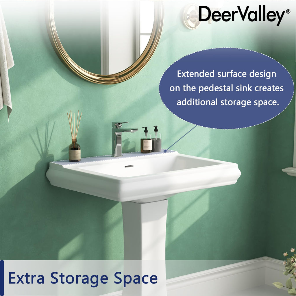 DeerValley Compact Bathroom Sink White 20"x17" Ceramic Sleek Basin DV-1P523