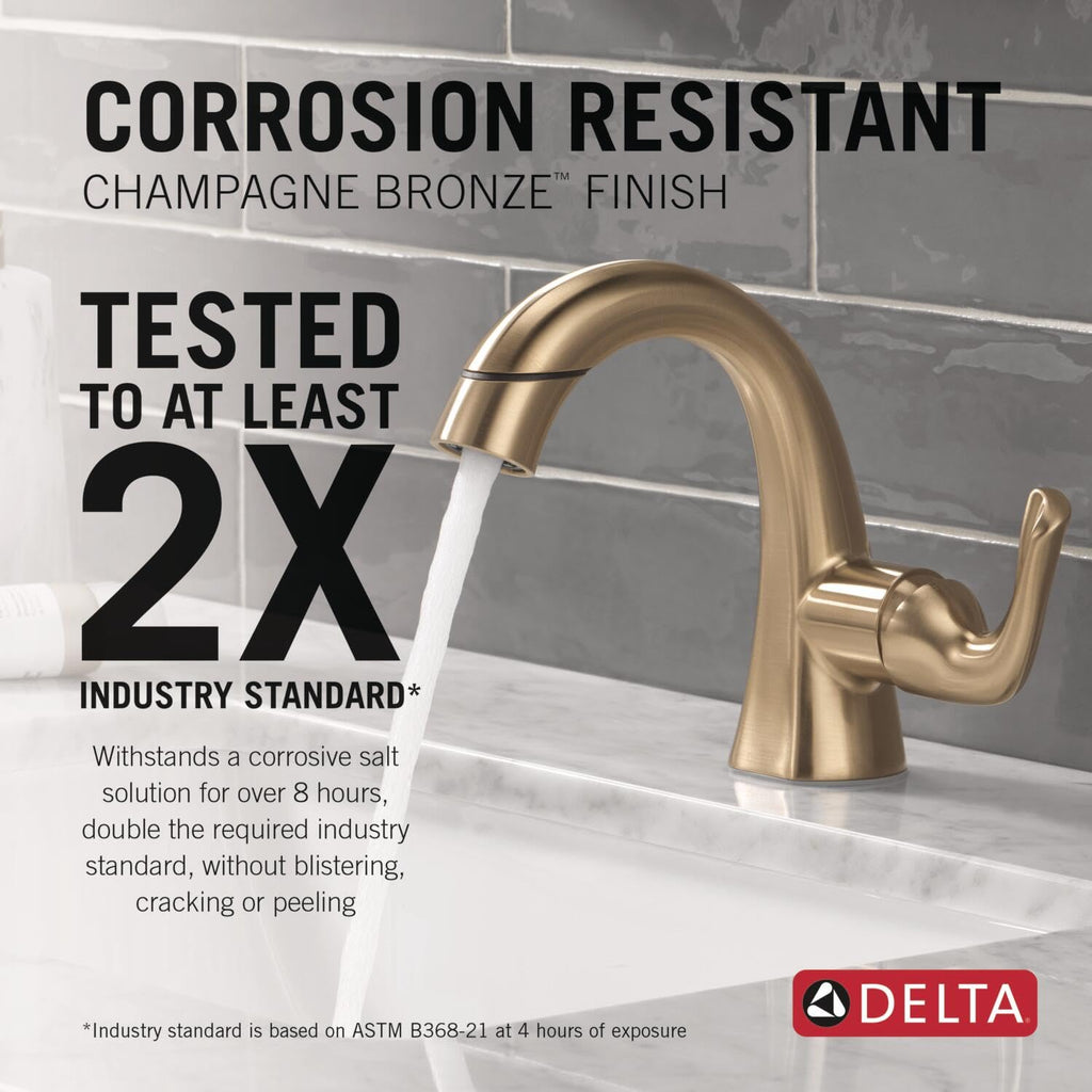 Delta Arvo Brushed Nickel Bathroom Faucet 1 Hole, Single Hole Bathroom Sink Faucet for Vanity, Push-Pop Drain Assembly, Spotshield Stainless 15840LF-SP