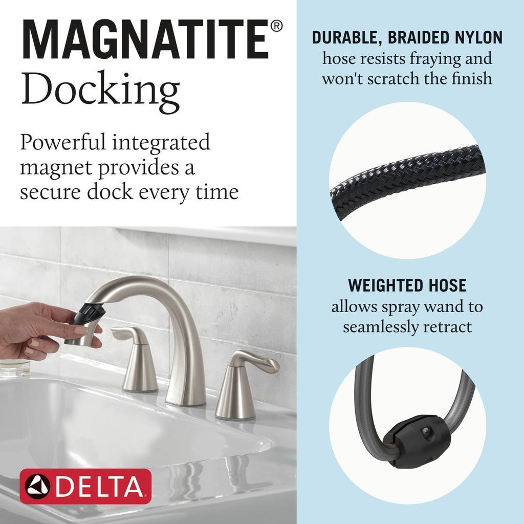 Delta Arvo Brushed Gold Faucet 3 Hole, 8 Inch Widespread Bathroom Sink Faucet for Vanity, Push-Pop Drain Assembly, Champagne Bronze 35840LF-CZ