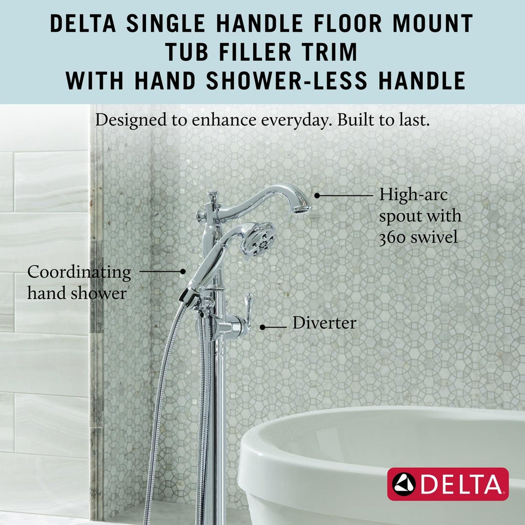 Delta Freestanding Tub Faucet with Hand Held Shower, Polished Nickel Floor Mount Tub Filler, Polished Nickel T4797-PNFL-LHP (Valve and Handle Not Included)
